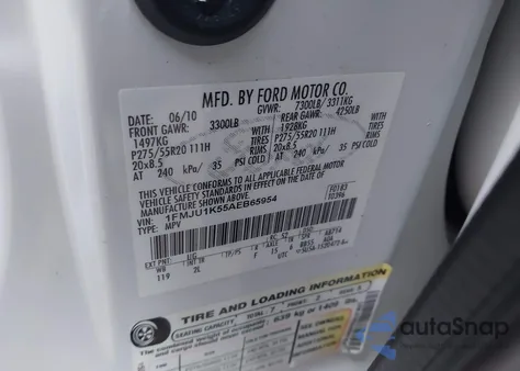 2010 Ford Expedition Limited from USA, damaged, VIN 1FMJU1K55AEB65954